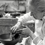 Lucie Rie in her studio 1982/3